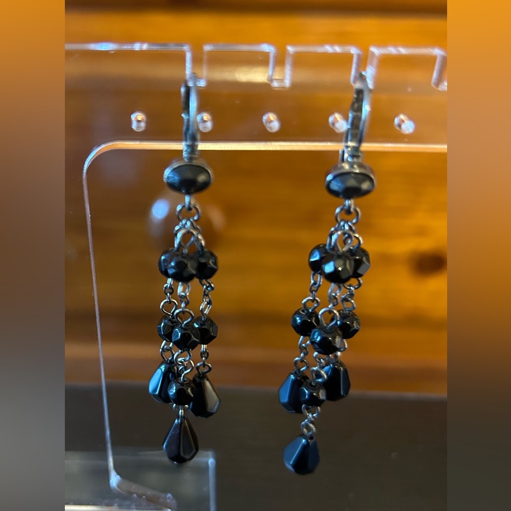 Jet Black crystal chandelier earrings